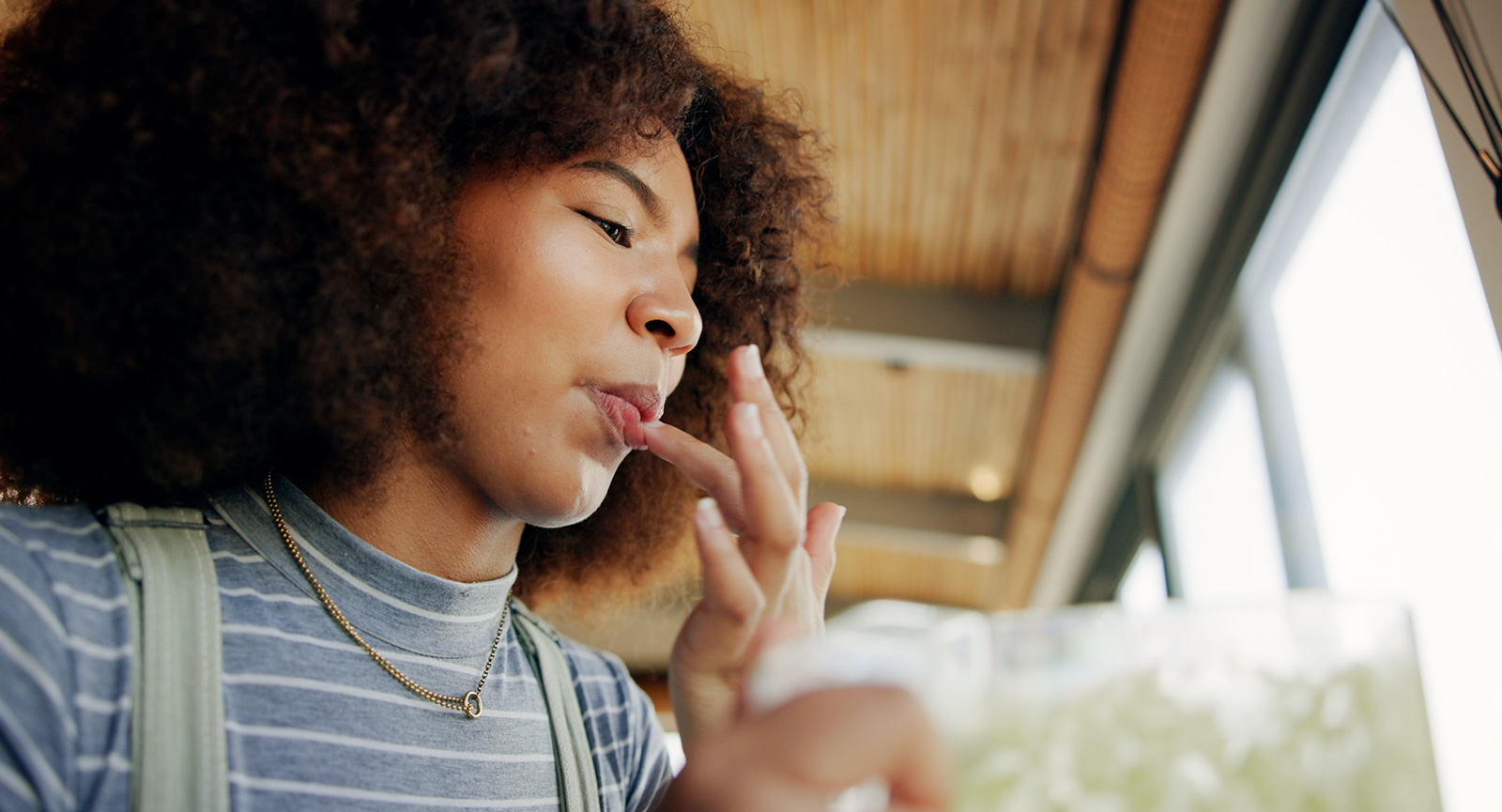 Woman eating food