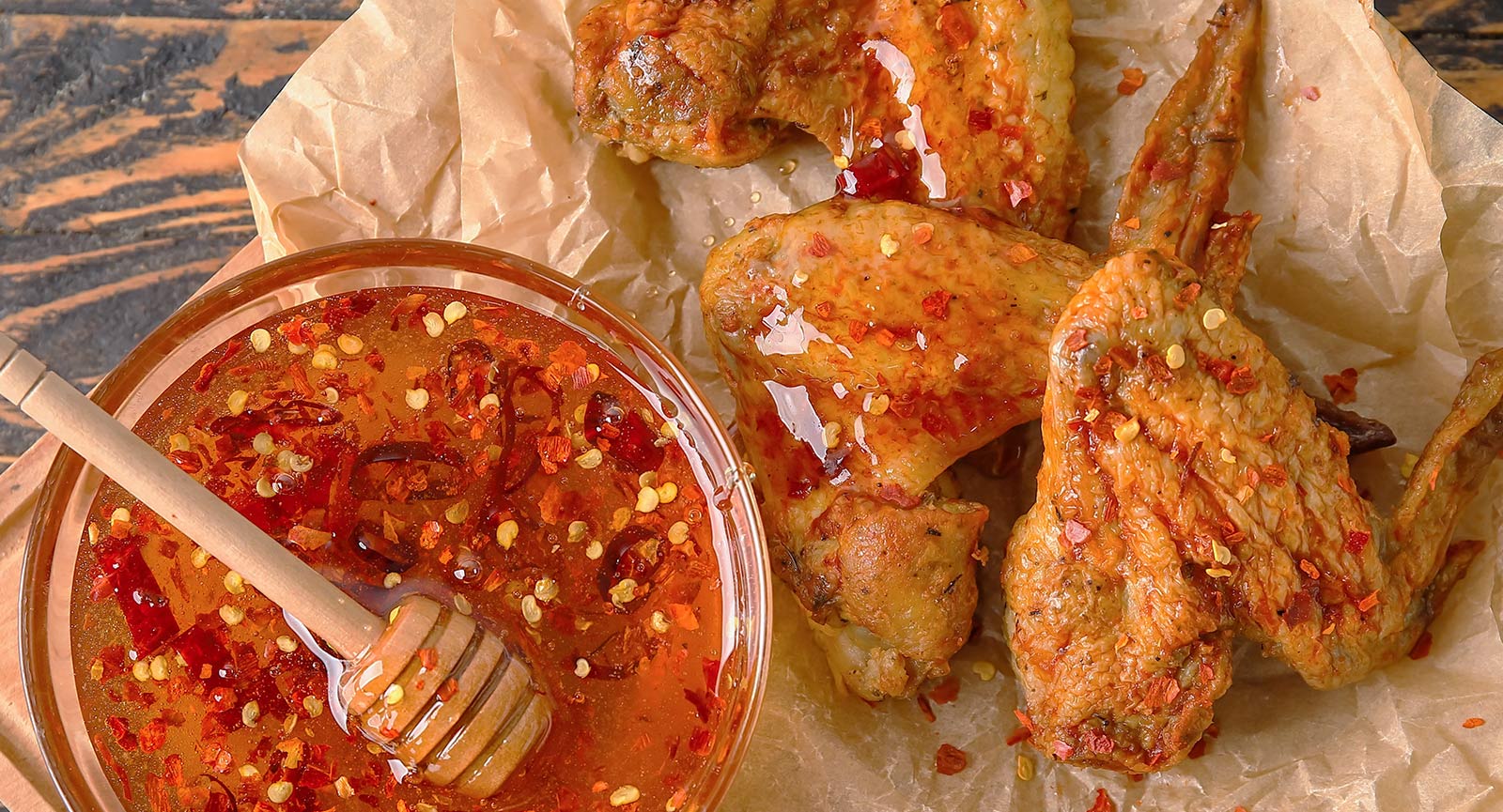 Hot honey on fried chicken