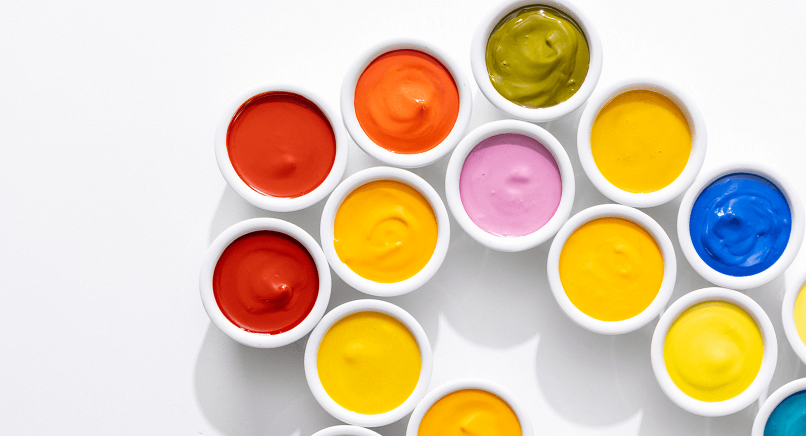 A series of colorful sauces