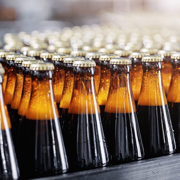 Beer bottles ready for labels and packaging