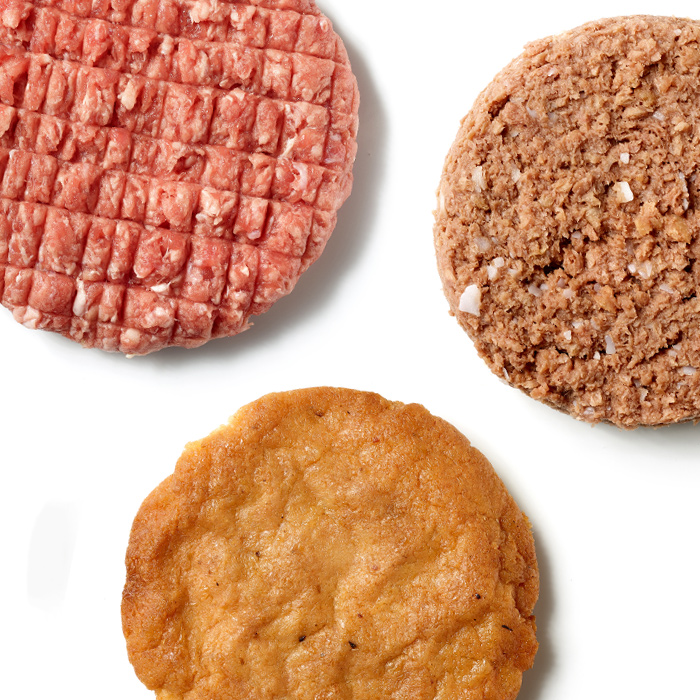 Various plant-based meat patties