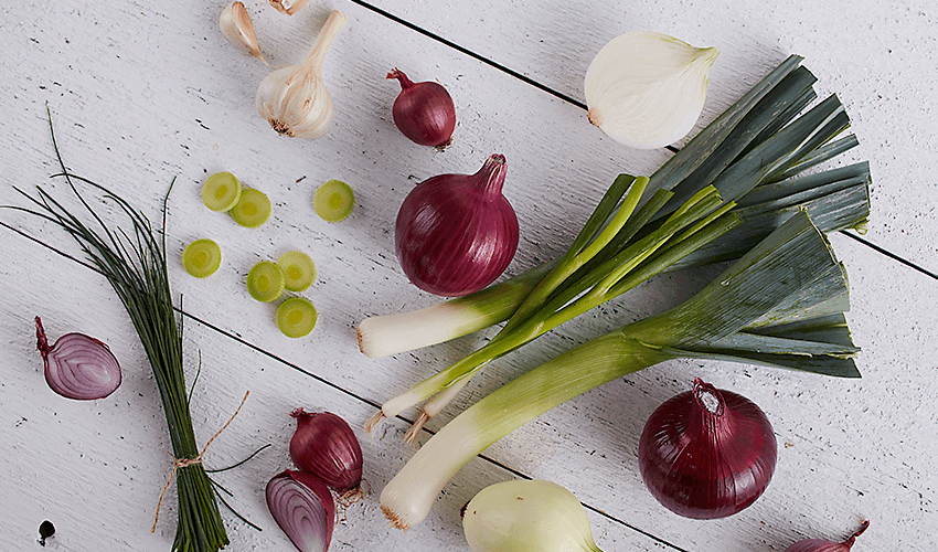Alliums: Garlic, Leeks, Red Onion, White Onion, Chives