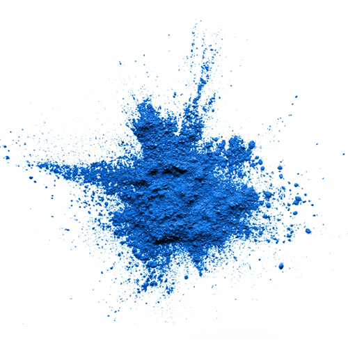 blue powder scattered on a white background